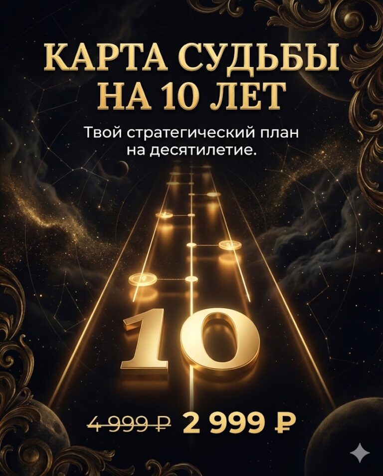 19. Карта судьбы на 10 лет — 4 999 ₽(зачеркнуто) 2 999 ₽